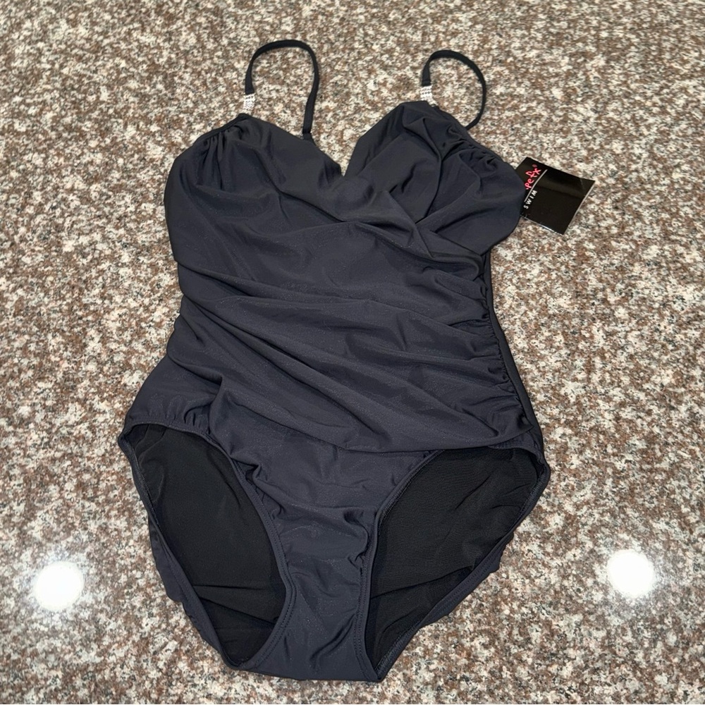 SHAPE FX One Piece Bejeweled Surplice Shape Control Swimsuit